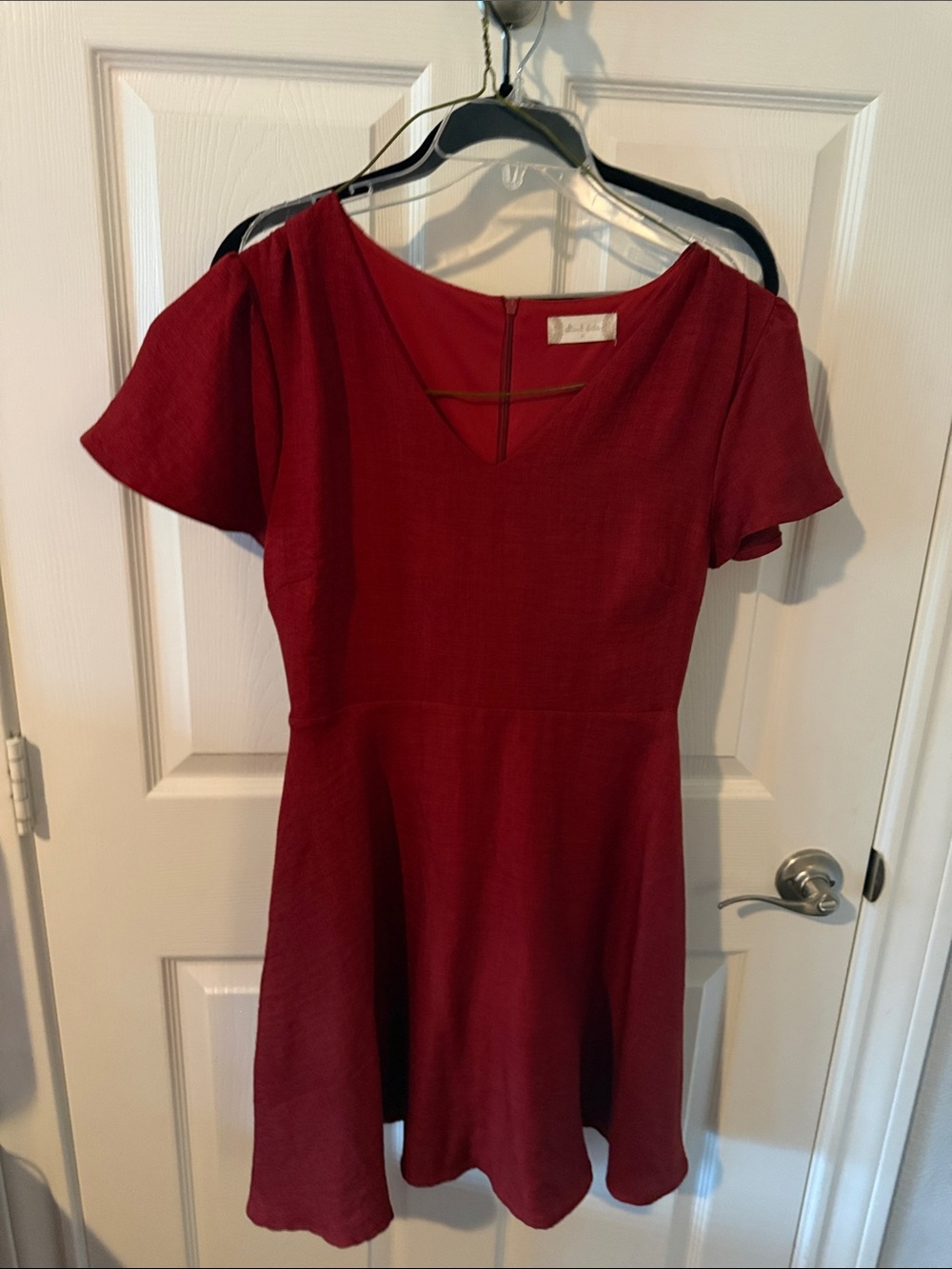Altar'd State Burgundy V‑Neck Fit-and-Flare Dress